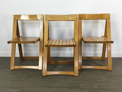 Lot 468 - SET OF SIX BEECH FOLDING CHAIRS