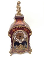 Lot 642 - LARGE MARQUETRY INLAID CHIMING MANTEL CLOCK...