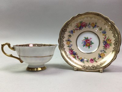 Lot 571 - FOUR PARAGON TEA CUPS AND FOUR SAUCERS