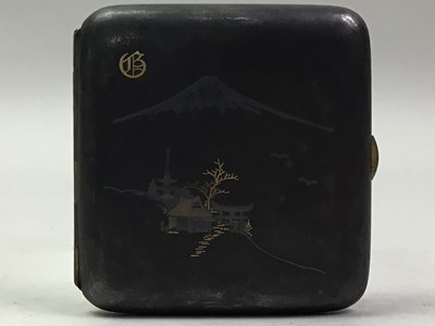 Lot 582 - JAPANESE DAMASCENE CIGARETTE CASE AND COMPACT