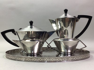 Lot 585 - ART DECO SILVER PLATED FOUR PIECE TEA AND COFFEE SET