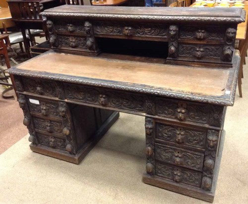 Lot 836 - LATE VICTORIAN HEAVILY CARVED OAK PEDESTAL...