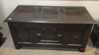 Lot 847 - VICTORIAN OAK CHEST with fielded panelled...