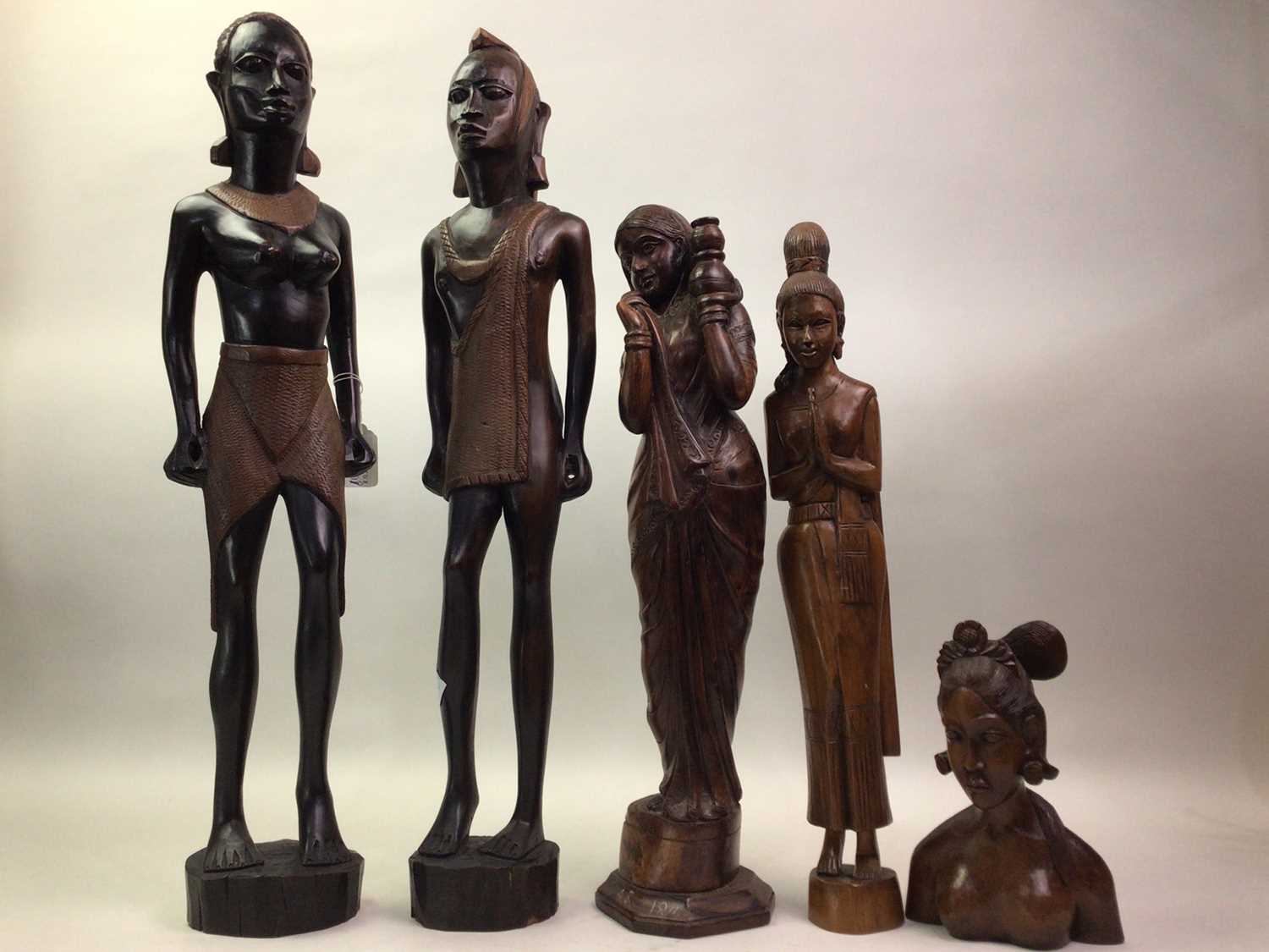 Lot 690 - GROUP OF CARVED WOOD FIGURES