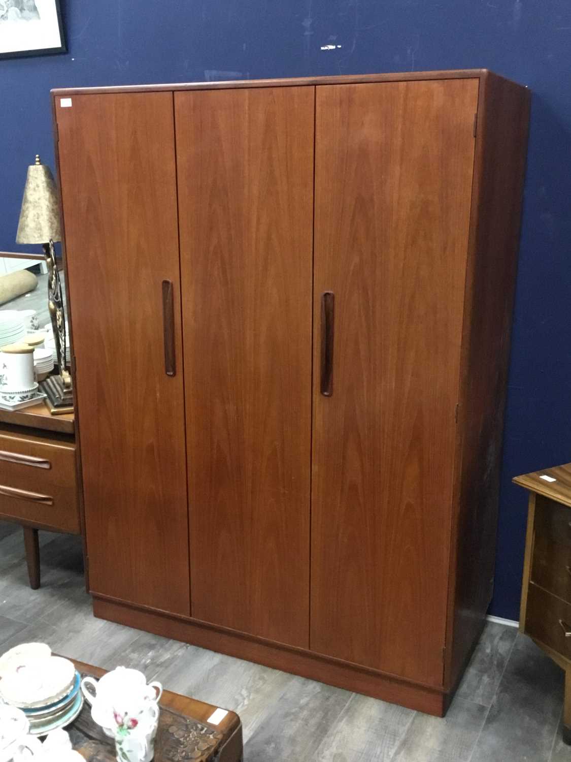 Lot 446 - G-PLAN TEAK TRIPLE WARDROBE