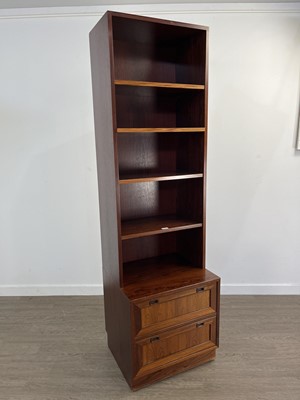 Lot 790 - DANISH PALISANDER WOOD BOOKCASE ON CHEST