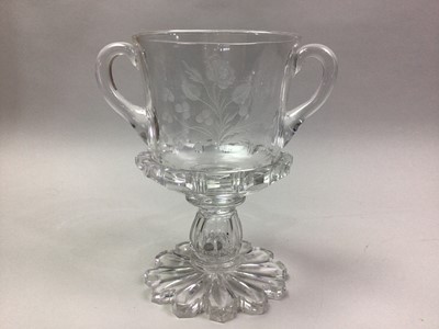 Lot 765 - 1911 GEORGE V AND QUEEN MARY CORONATION COMMEMORATIVE GLASS TWIN HANDLED VASE