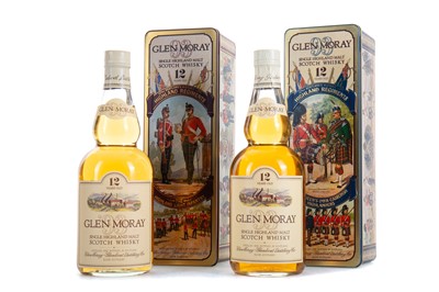 Lot 311 - 2 BOTTLES OF GLEN MORAY 12 YEAR OLD HIGHLAND REGIMENTS