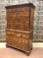 Lot 877 - EARLY GEORGE III BURR WALNUT CHEST ON CHEST...