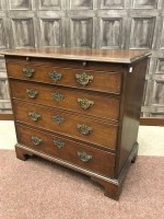 Lot 882 - LATE GEORGE III MAHOGANY SMALL CHEST four long...