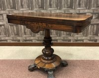 Lot 893 - WILLIAM IV ROSEWOOD TURNOVER TABLE the top of...