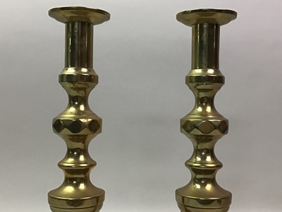 Lot 157 - PAIR OF BRASS CANDLESTICKS