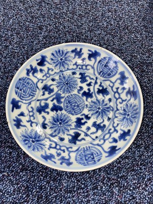 Lot 1078 - CHINESE BLUE AND WHITE LOTUS DISH