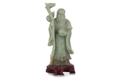Lot 1086 - CHINESE CARVED JADE FIGURE OF SHOU LAO