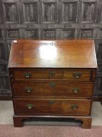 Lot 919 - EARLY 19TH CENTURY MAHOGANY BUREAU the sloping...