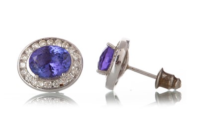 Lot 1162 - PAIR OF TANAZNITE AND DIAMOND EARRINGS