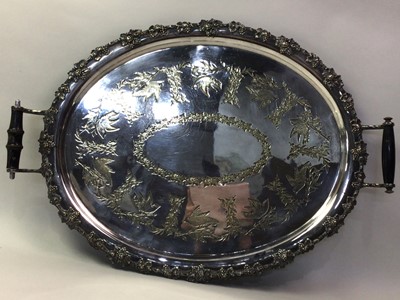 Lot 381 - VICTORIAN SILVER PLATED OVAL TRAY