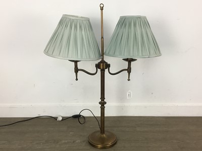 Lot 400 - PAIR OF TWIN BRANCH MODERN BRASS TABLE LAMPS