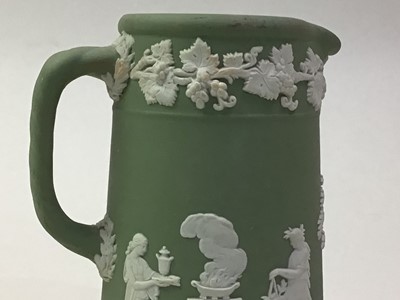 Lot 318 - GREEN WEDGWOOD JASPERWARE JUG