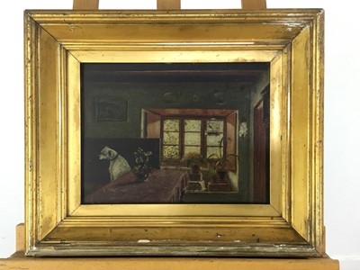 Lot 291 - DOG SITTING ON BENCH