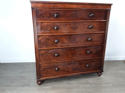 Lot 714 - EARLY VICTORIAN MAHOGANY CHEST OF FIVE DRAWERS