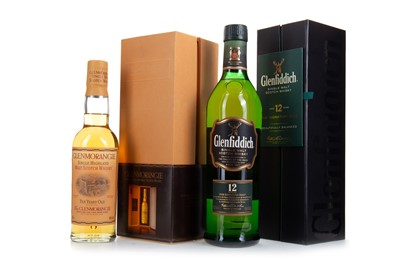 Lot 64 - GLENFIDDICH 12 YEAR OLD AND GLENMORANGIE 10 YEAR OLD 35CL