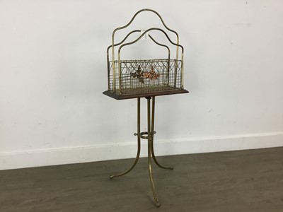 Lot 251 - OAK AND BRASS MAGAZINE RACK