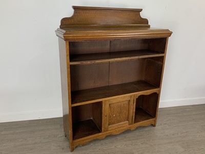 Lot 243 - EDWARDIAN OAK OPEN BOOKCASE