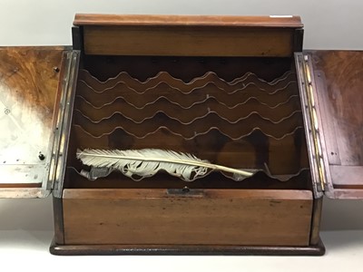 Lot 462 - WALNUT DESKTOP STATIONERY BOX