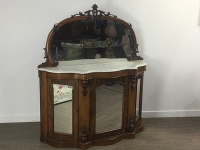 Lot 707 - VICTORIAN WALNUT MARBLE TOPPED CHIFFONIER