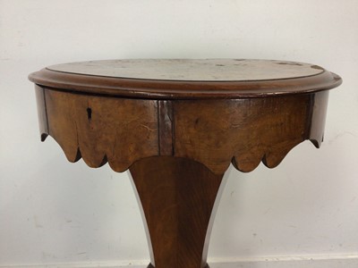 Lot 708 - VICTORIAN WALNUT SEWING TABLE