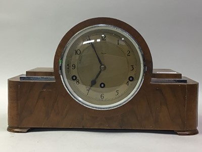 Lot 473 - ART DECO WALNUT MANTEL CLOCK