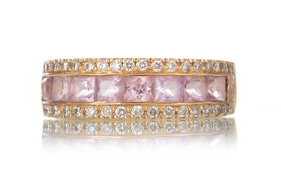 Lot 1183 - PINK TOPAZ AND DIAMOND RING