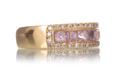 Lot 1183 - PINK TOPAZ AND DIAMOND RING