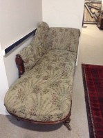 Lot 977 - LATE VICTORIAN MAHOGANY FRAMED CHAISE LONGUE...