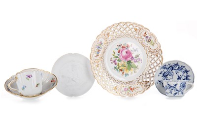 Lot 691 - MEISSEN, TWO CABINET CUPS AND SAUCERS