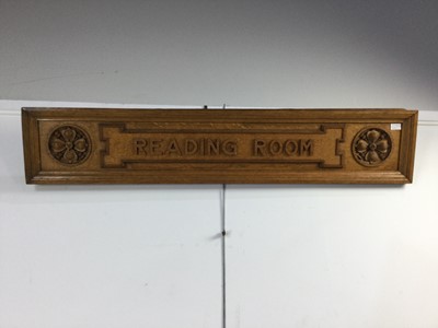 Lot 911 - OAK 'READING ROOM' SIGN