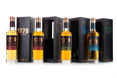 Lot 59 - 4 BOTTLES OF GLASGOW DISTILLERY 1770 SERIES AND GLASS
