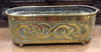 Lot 996 - ARTS AND CRAFTS BRASS PLANTER of oblong form...