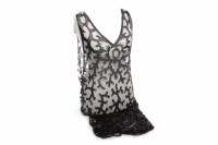 Lot 1003 - 1920s BLACK DEVORE SILK VELVET FLAPPER DRESS...