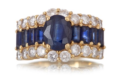 Lot 1199 - SAPPHIRE AND DIAMOND BAND