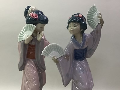 Lot 663 - TWO LLADRO FIGURES OF GEISHA