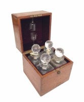 Lot 1011 - LATE VICTORIAN OAK CASED DECANTER SET with...