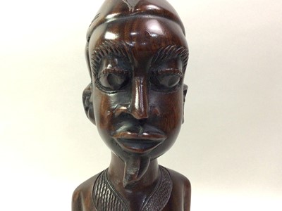 Lot 724 - PAIR OF AFRICAN CARVED WOOD BUSTS