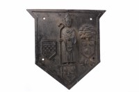 Lot 1019 - VICTORIAN CAST IRON SHIELD SHAPED SIGN BEARING...