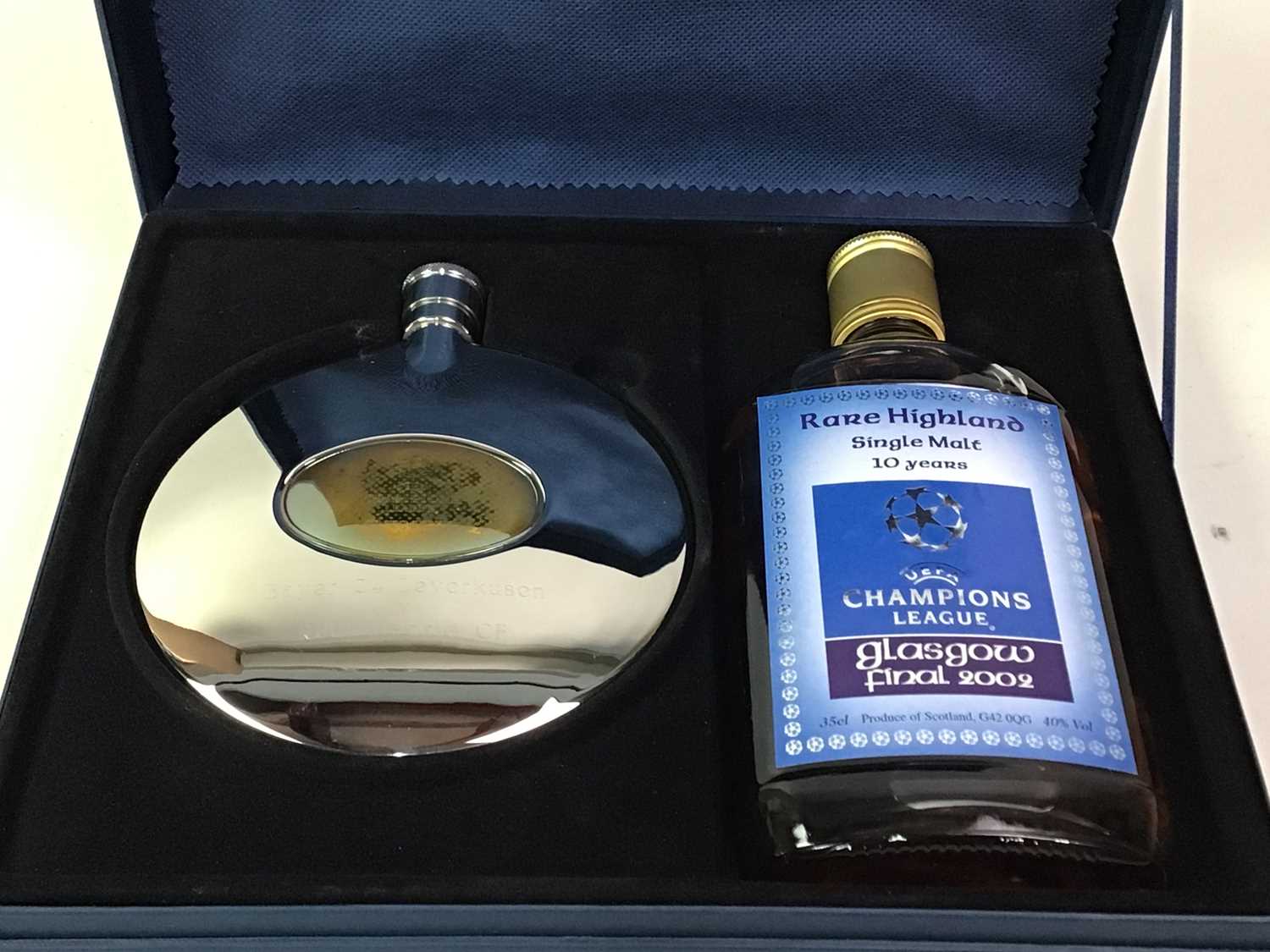 Lot 620 - CHAMPIONS LEAGUE FINAL 2002, WHISKY GIFT SET AND PROGRAMME