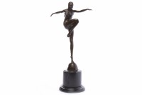 Lot 1030 - ART DECO BRONZE FIGURE modelled as a woman...