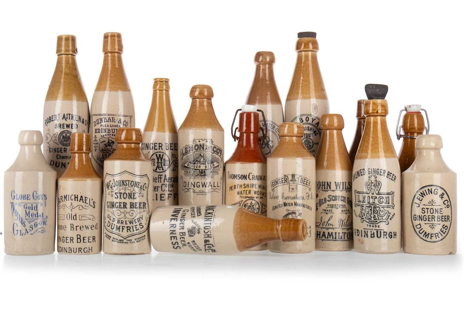 Lot 800 - COLLECTION OF SCOTTISH STONEWARE BOTTLES