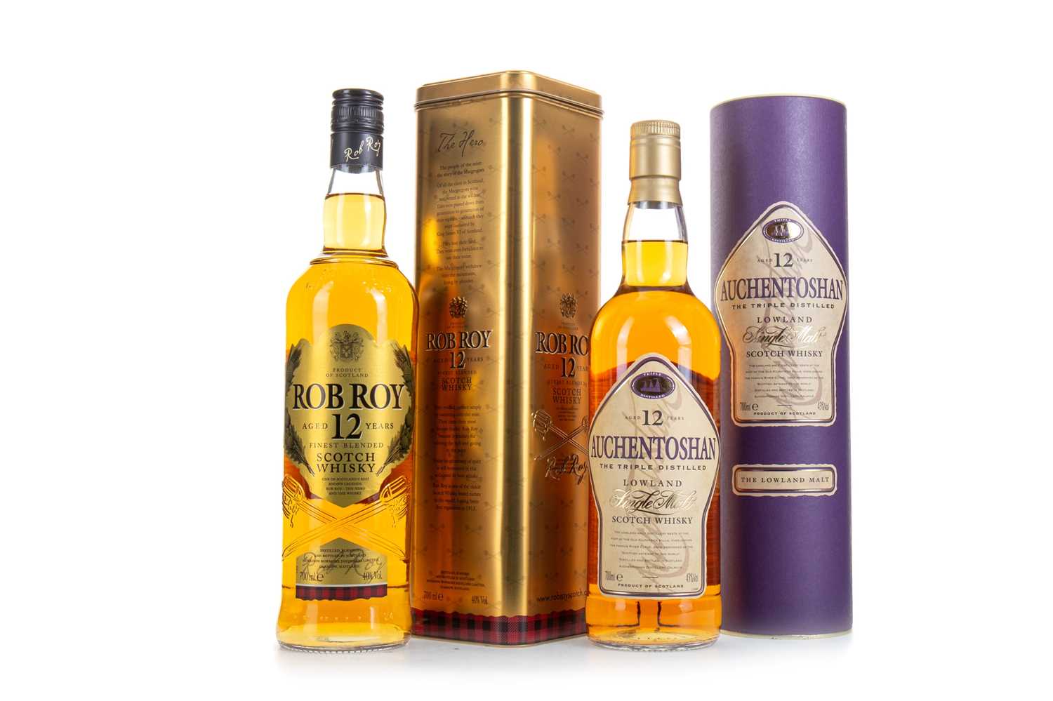 Lot 126 - AUCHENTOSHAN 12 YEAR OLD AND ROB ROY 12 YEAR OLD