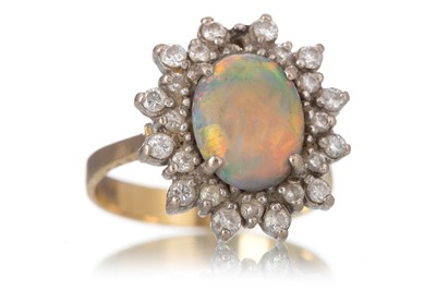 Lot 1222 - OPAL AND DIAMOND CLUSTER RING